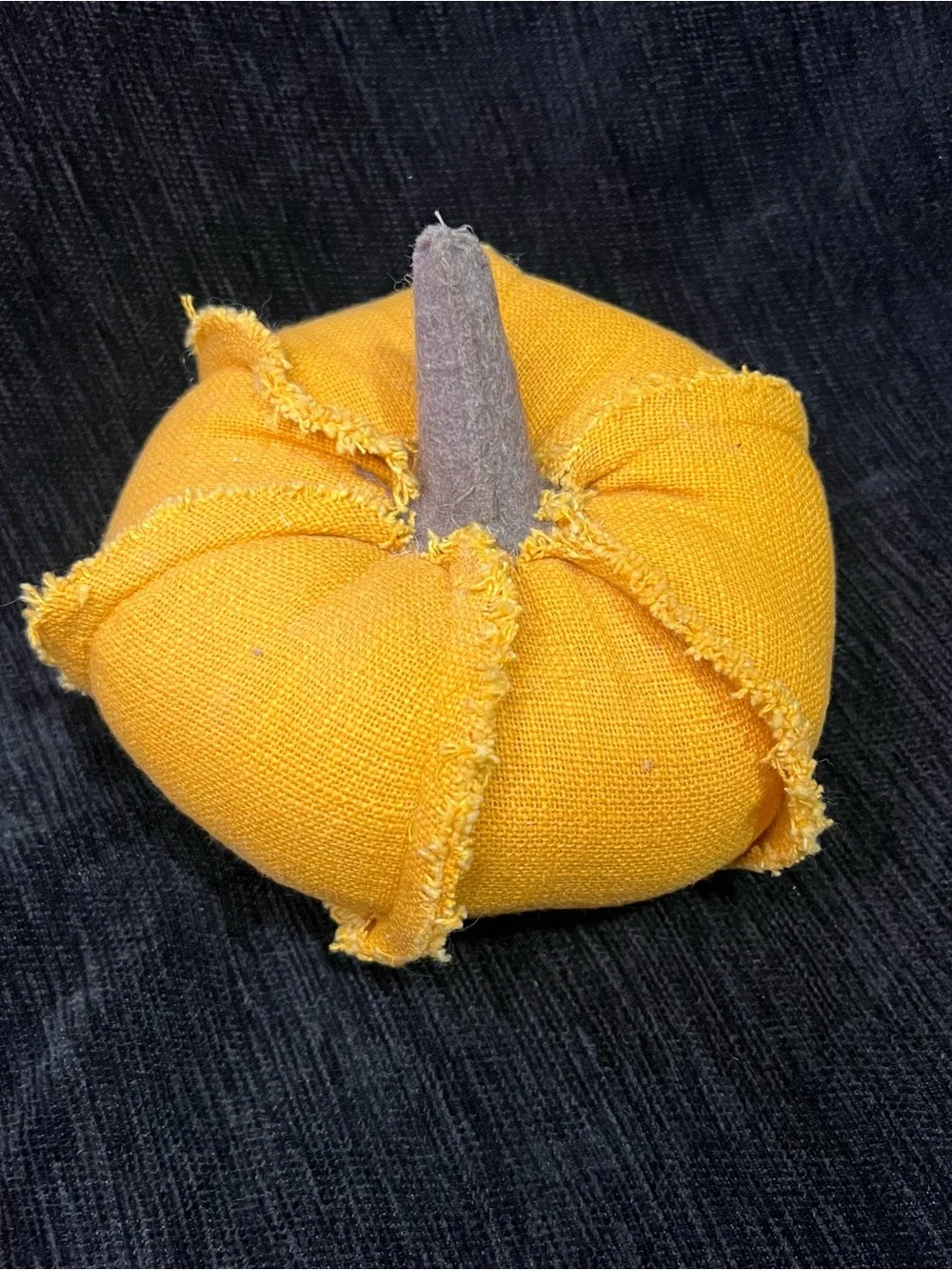 Handcrafted Yellow Fabric Pumpkin Accent - Rustic Fall Decor